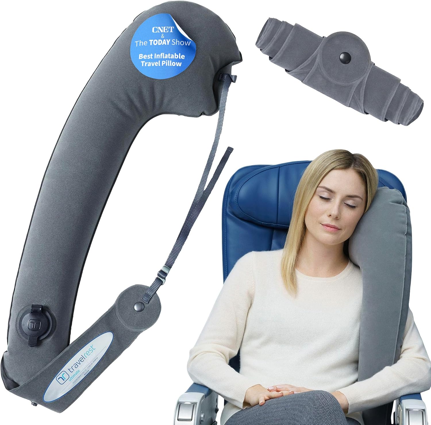 TRAVELREST Ultimate Inflatable Neck Support & Body Pillow - Airplane Pillow for Long Flight Comfort, Travel Essentials, Sleeping…
