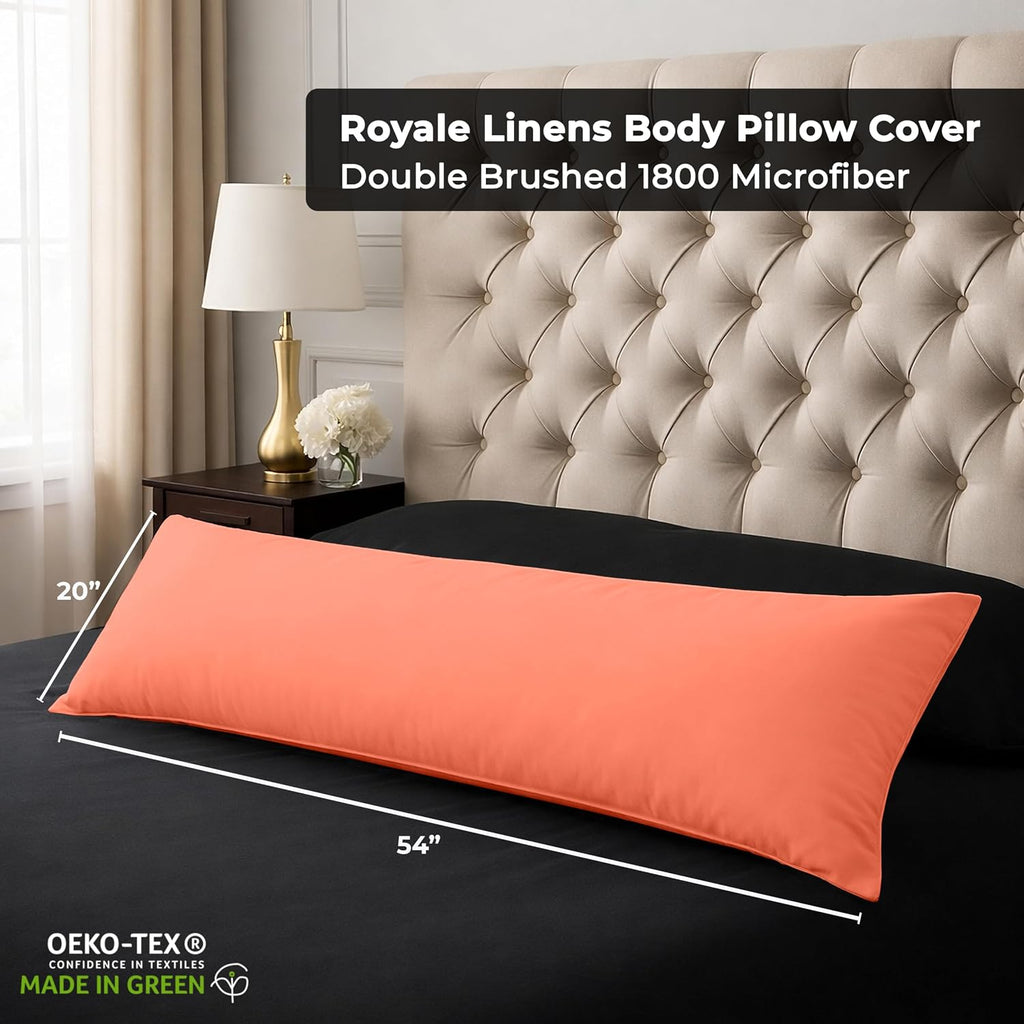 Royalelinens ROYALE LINENS Body Pillow Cover - Double Brushed 1800 Microfiber - 20"x54" with Hidden Zipper Closure - Wrinkle & Fade Resista…