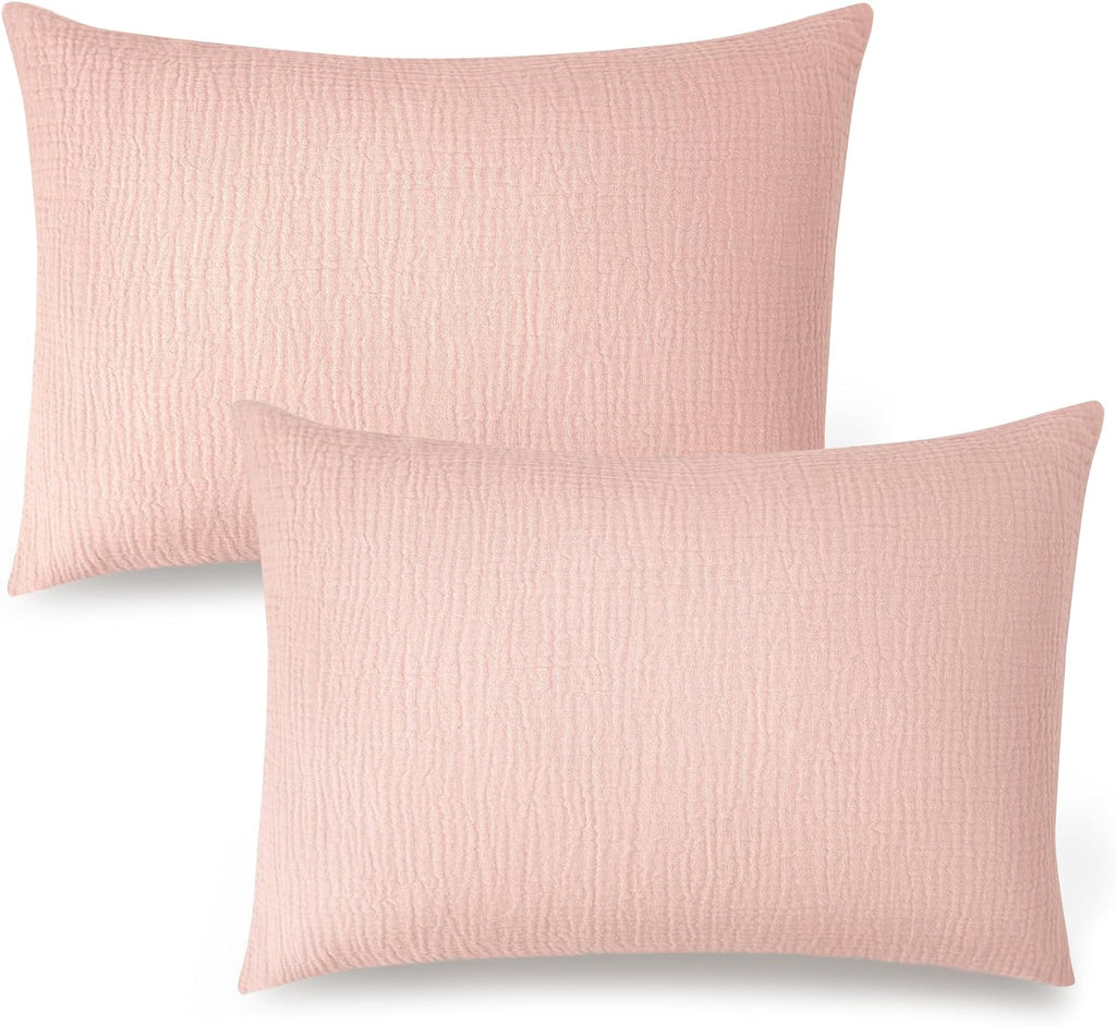 Konssy Muslin Toddler Pillowcase for 13x18 Pillow, 2 Pack Soft & Breathable Cotton Toddler Pillow Case, 100% Cotton Travel Pillow Covers fo…