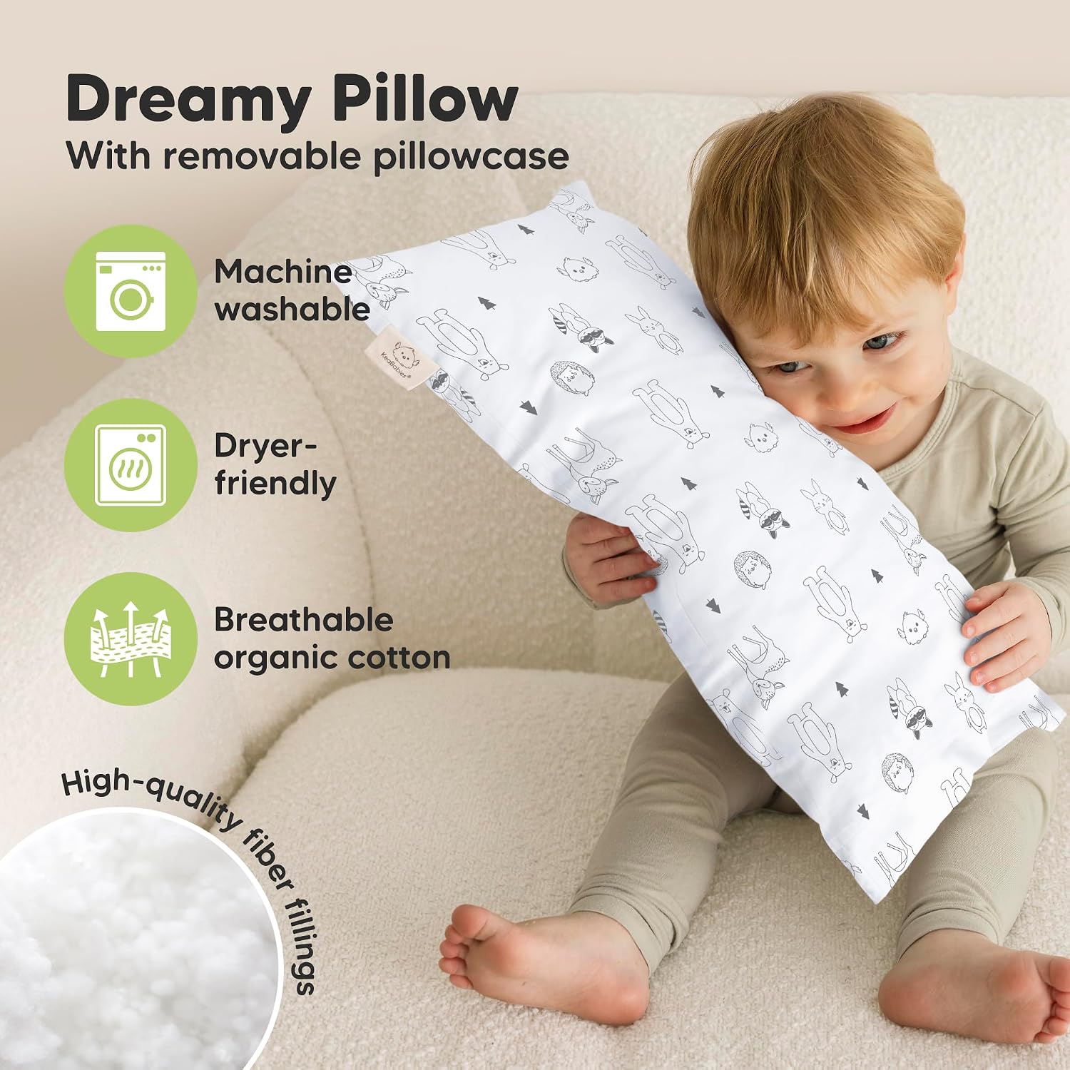 Toddler Pillow with Pillowcase - 10x18 My Little Dreamy Kids Travel Bed Pillows for Sleeping, Organic Cotton Small Pillowcase, Soft &…