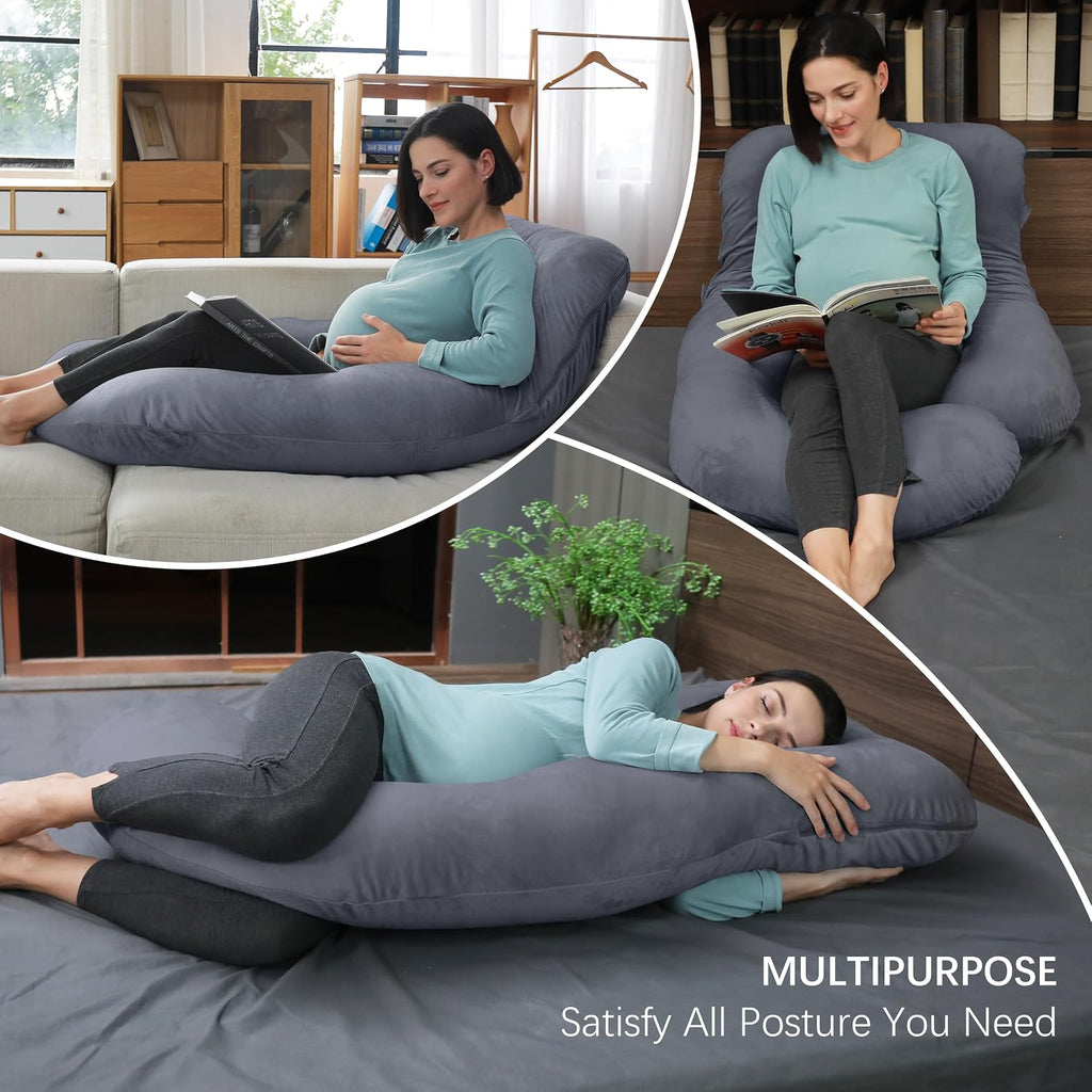 Moonpark MOON PARK Pregnancy Pillows for Sleeping - U Shaped Full Body Maternity Pillow with Removable Cover - Support for Back, Legs, Bell…