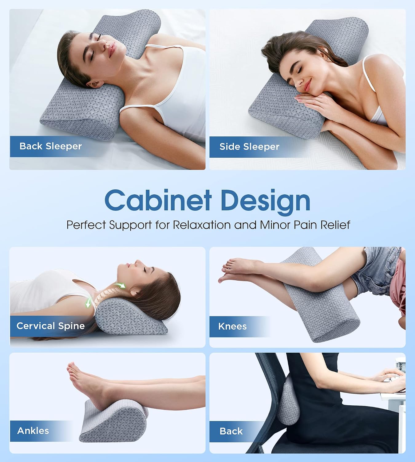 Demelon Cervical Neck Pillows for Sleeping, High-Density Memory Foam Pillow Neck for Bolster Support and Shoulder Relaxer, Decompression De…