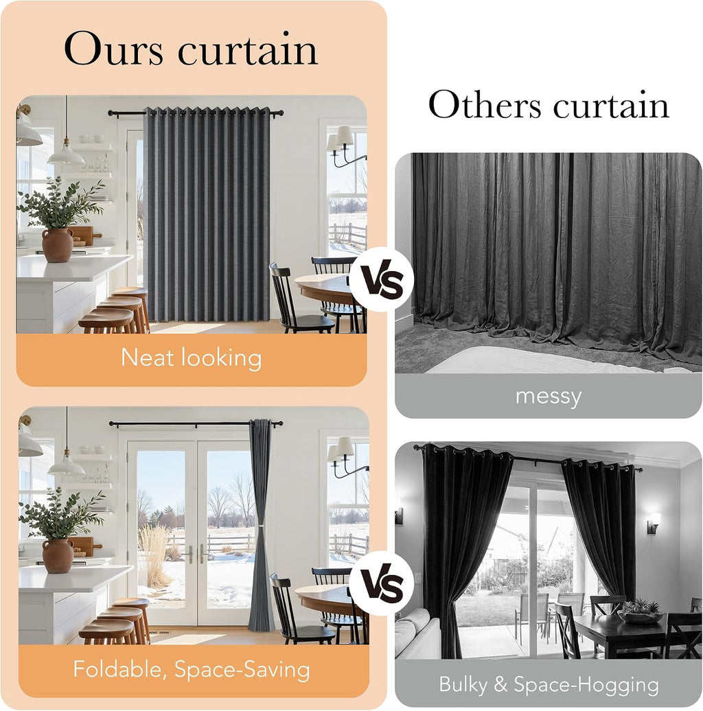 RYB HOME Accordion Style Room Divider Curtain-100% Blackout Folding Accordion Curtain for Sliding Glass Door/Bedroom, Privacy Assurd…