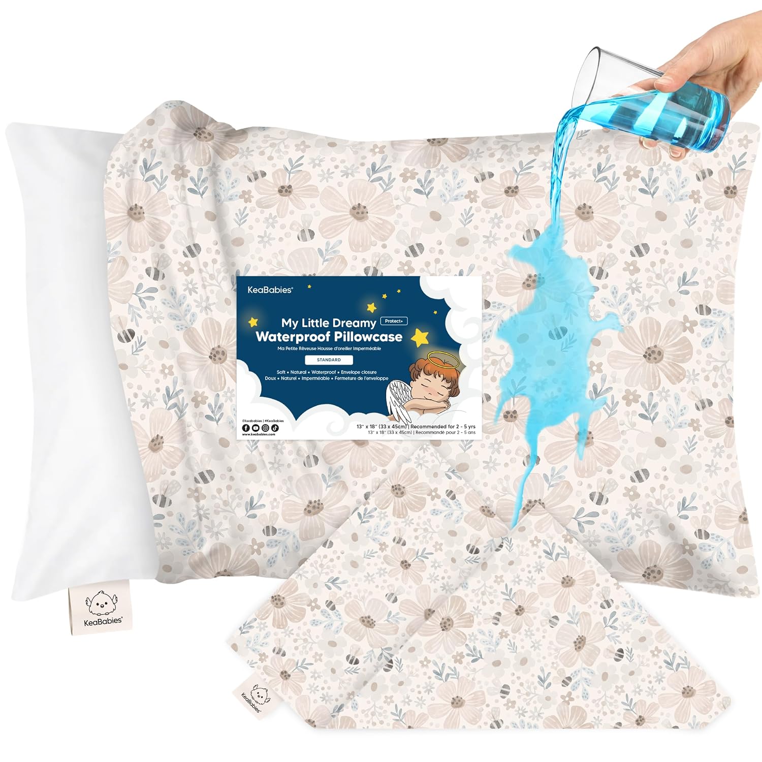 KeaBabies 13 x18 Toddler Pillowcase, Waterproof - Soft Waterproof Toddler Pillow Protector Cover for Kids, Boys, Girls, Durable Machine…