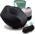 Premium Quality Memory Foam Travel Neck Pillow Bundle - Best Ergonomic Pillow for Airplane Travel, car Ride, Sleeping. Comes with Eye…