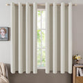 Miulee Linen Texture Curtains for Bedroom Light Cream 100% Blackout Thermal Insulated Linen Curtains Grommet Room Darkening Drapes for Livi…
