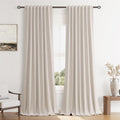 Guken 100% Blackout Curtains 120 Inch Length 2 Panels Set for Living Room Bedroom Back Tab Thermal Insulated Black Out Linen Drapes Room Da…