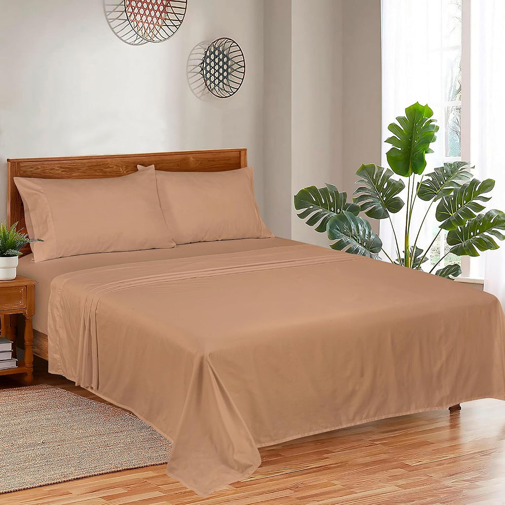 Royalelinens ROYALE LINENS 300 Thread Count 100% Long Staple Combed Cotton Sheet Set - 4 Piece Queen Bed Sheets - 1 Fitted, 1 Flat & 2 Pill…