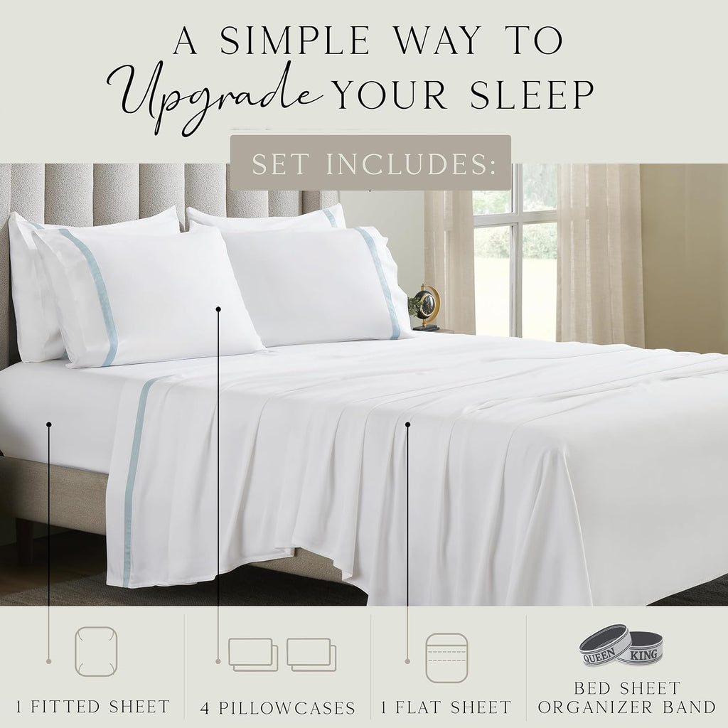 KARISSA MAE 6 Piece Pure Viscose from Bamboo Cal King Size Sheet Set | 100% FSC Certified | Luxuriously Soft | Cooling | 18" Deep Pocket…