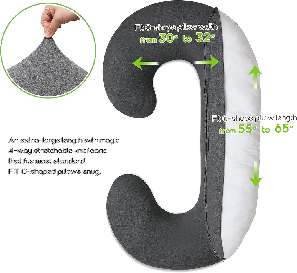 COSMOPLUS C Shaped Full Body Pillow Case Cover for Maternity, Stretchy Cool Breathable Jersey Fabric, Provides Sleep and Pregnancy…