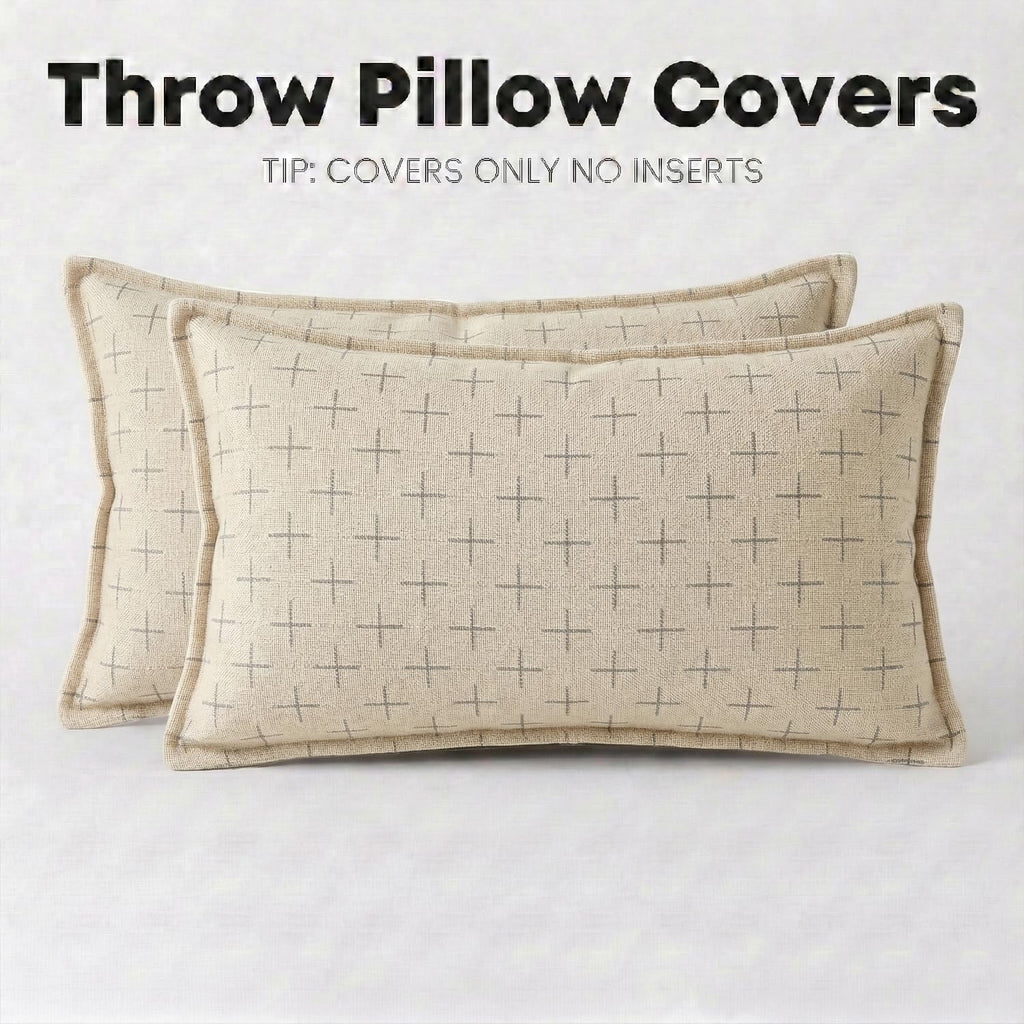 AVOINcolorlife AVOIN colorlife Pack of 2 Decorative Throw Pillow Covers 20x12 Inch, Flange Edges Woven Textured Cushion Case Home Decor for…
