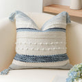 BlissBlush Coastal Blue Boho Decorative Throw Pillow Cover 18x18 Modern Bohemian Accent Pillow Case Square Woven Textured Farmhouse…