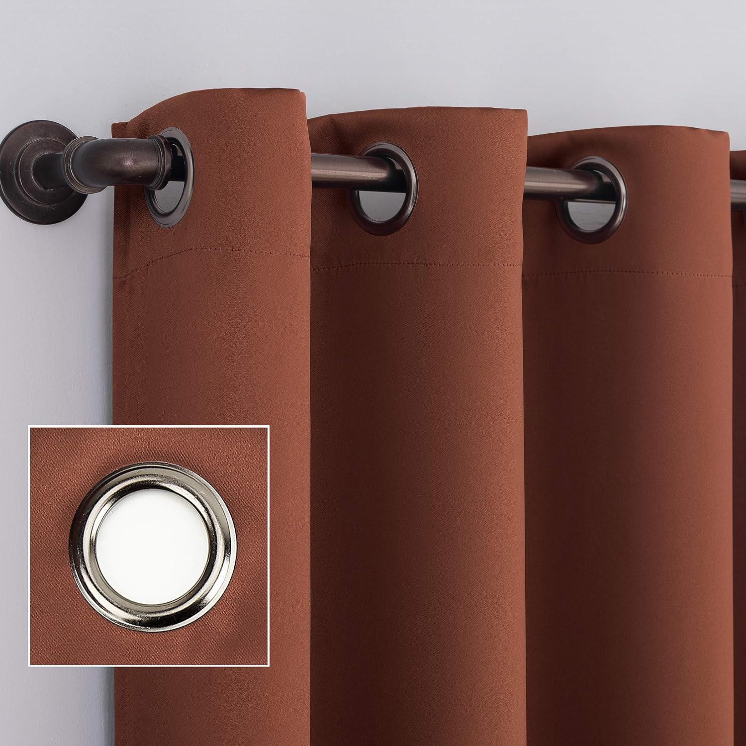 Sun Zero Nordic 2-pack Theater Grade Extreme 100% Blackout Grommet Curtain Panel Pair, 52" x 96", Terracotta