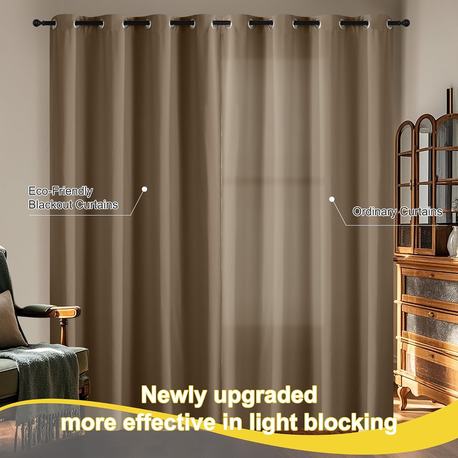 NICETOWN 100% Blackout Curtains for Bedroom 84 inch Long Thermal Insulated Blackout Curtains for Living Room, Energy Saving Grommet…