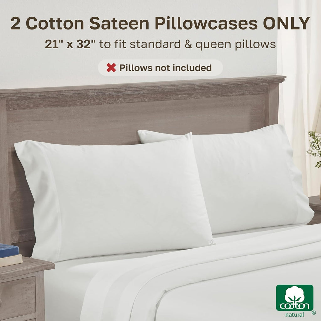 CaliforniaDesignDen California Design Den Queen Pillow Cases Set of 2 - 600 Thread Count, 100% Cotton Pillowcases Standard, Breathable Sate…