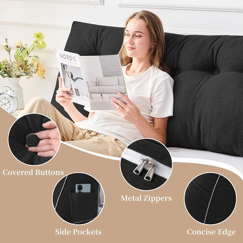 Sasttie Headboard Pillow King, Wedge Pillow Headboard for Sitting Up in Bed, Back-Rest Support Triangular Cushion for Reading - Features Re…