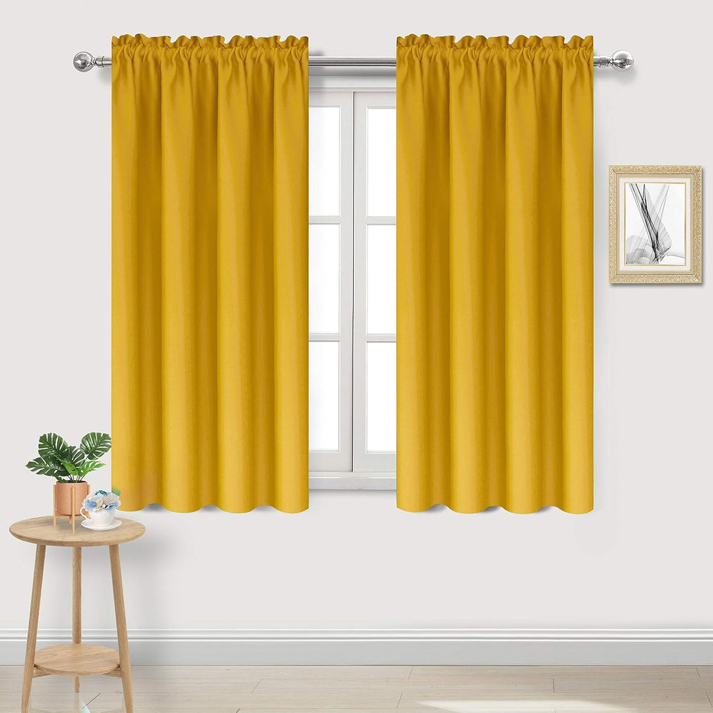 Dwcn Yellow Room Darkening Blackout Curtains - Thermal Insulated Privacy Energy Saving Window Curtain Drapes 38 x 54 inch Length, Set of 2…