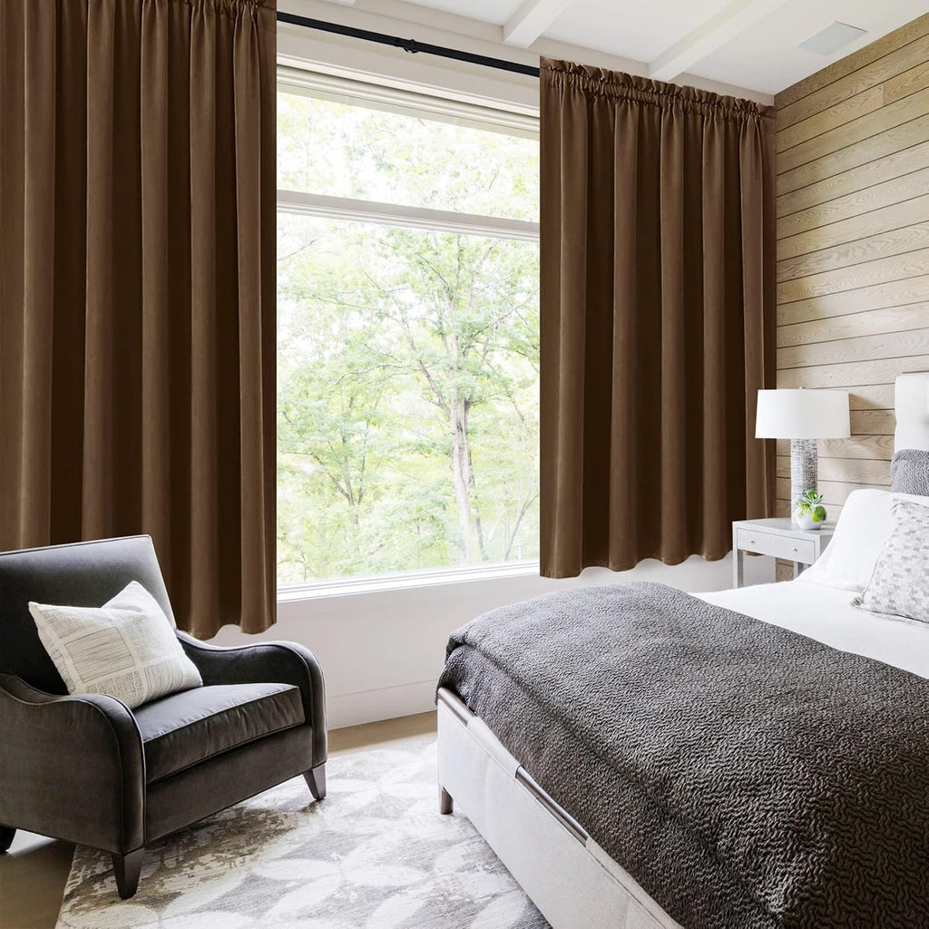 DWCN Short Brown Blackout Curtains for Half Window, Thermal Insulated Energy Saving Room Darkening Curtains for Kitchen/Bedroom (W60 x…