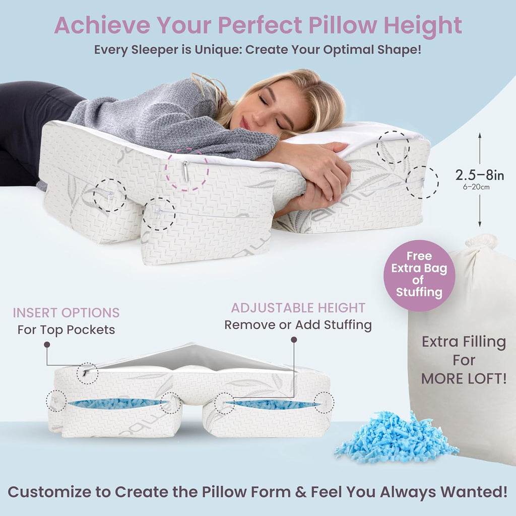 Home Wife Pillow - Cooling Shredded Memory Foam, 1 LBS Extra Bag of Stuffing, Ice Gel Infused Blended with Siliconized Fiberfill. Customize…