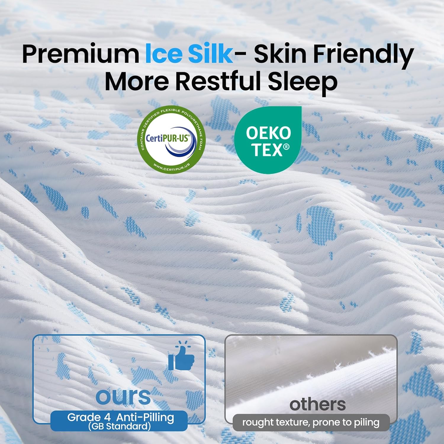 OhGeni 3 Inch Cooling Twin Size Gel Memory Foam Mattress Topper Pad, Soft Bed Cover with Anti-Slip Base & Zipper, Fits 6"-19" Mattresses…