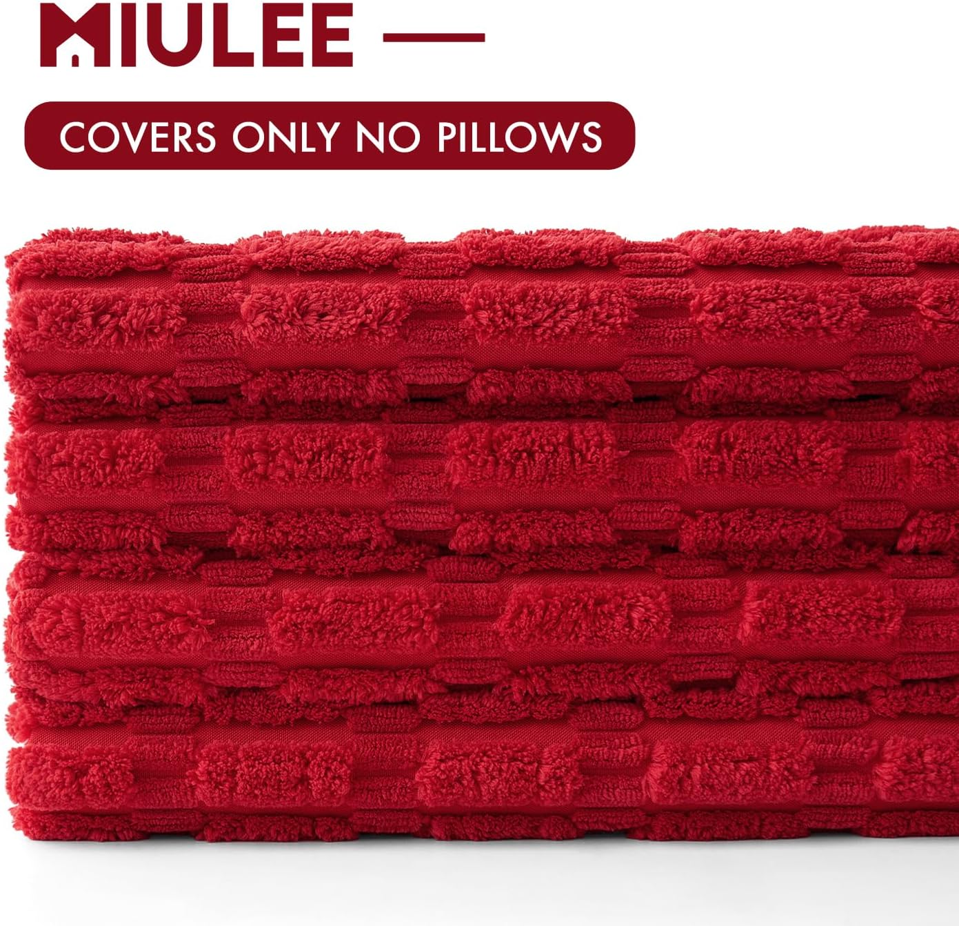 Miulee Pack of 4 Christmas Red Corduroy Decorative Throw Pillow Covers 18x18 Inch Soft Boho Striped Pillow Covers Modern Farmhouse Home Dec…