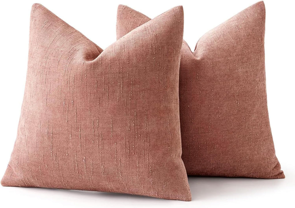 MIULEE Pack of 2 Decorative Throw Pillow Covers Soft Chenille Throw Pillows Solid Textured Cushion Covers for Spring Valentine's Day…