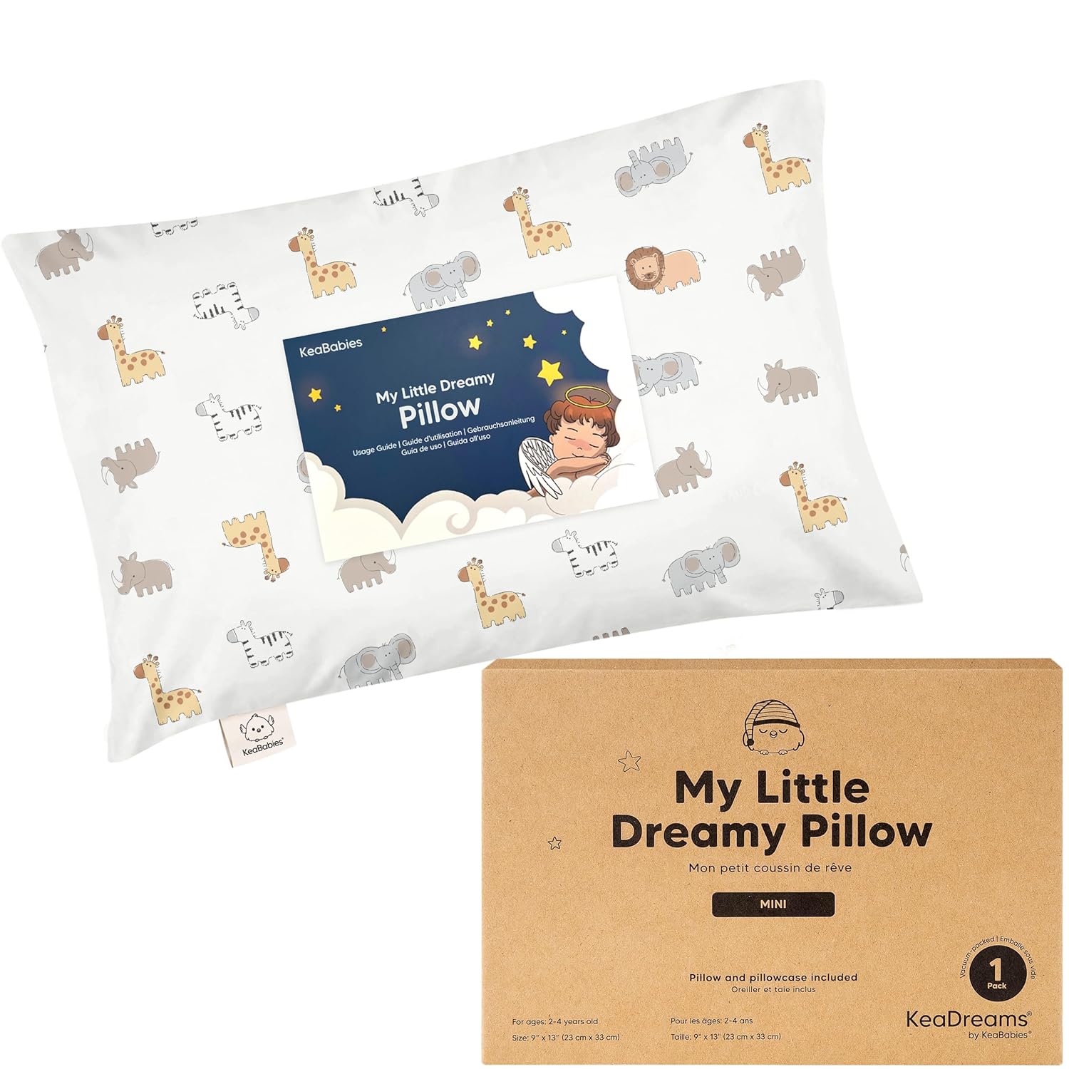 Mini Toddler Pillow with Pillowcase - 9x13 My Little Dreamy Travel Kids Pillow for Sleeping, Toddler Bed, Small, Tiny, Organic Cotton…