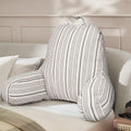 Aels Reading Pillow Replacement Cover (No Insert) with Arms and Pockets, 18" Beige with Gray Stripes Textured Backrest Pillow Cover Fits St…