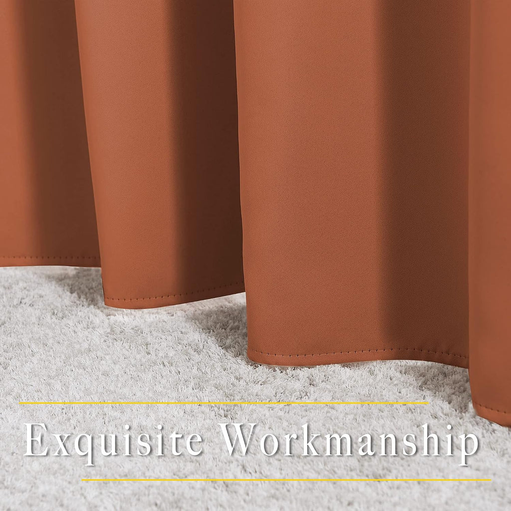 Nicetown Blackout Burnt Orange Curtains 84 inches Long - Grommet Top Room Darkening Thermal Curtains Sound Blocking Window Treatments for B…