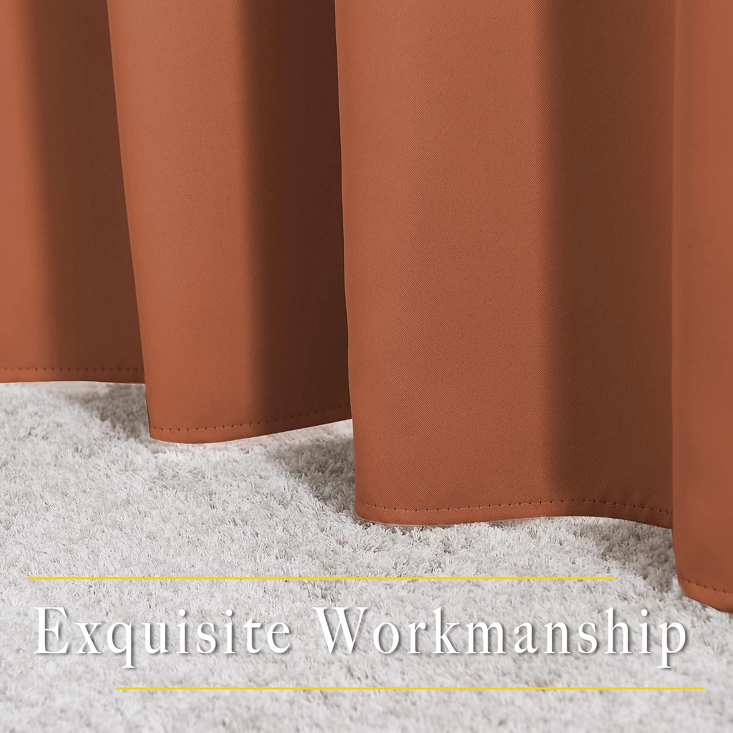 Nicetown Blackout Burnt Orange Curtains 84 inches Long - Grommet Top Room Darkening Thermal Curtains Sound Blocking Window Treatments for B…