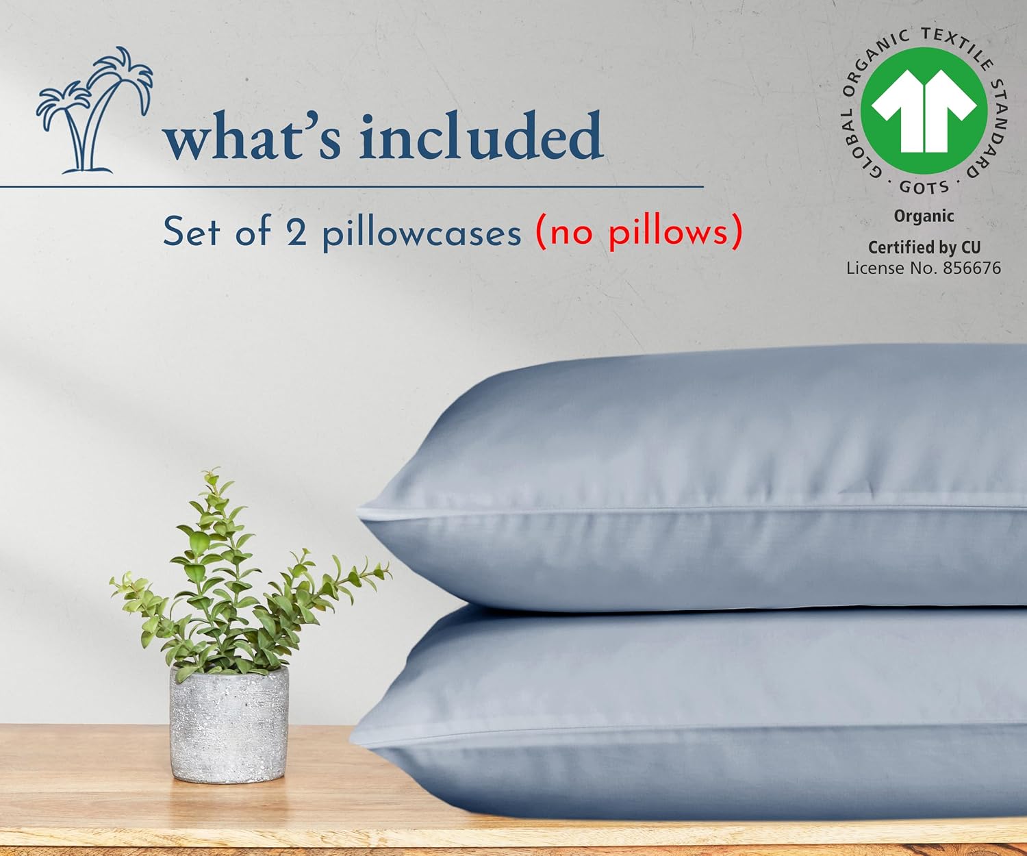 CaliforniaDesignDen California Design Den 100% Organic Cotton King Size Pillow Cases 2 Set, Soft & Crisp Percale Weave Cotton Pillowcases (…
