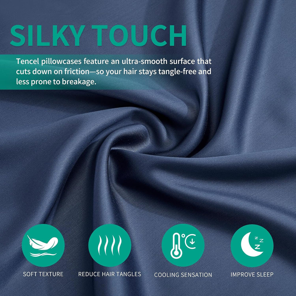Stnomyhome 100% Eucalyptus Tencel Lyocell Cooling Pillowcase Set of 2, Moisture Wicking, Temperature Regulating, Soft &Smooth Sateen Pillow…