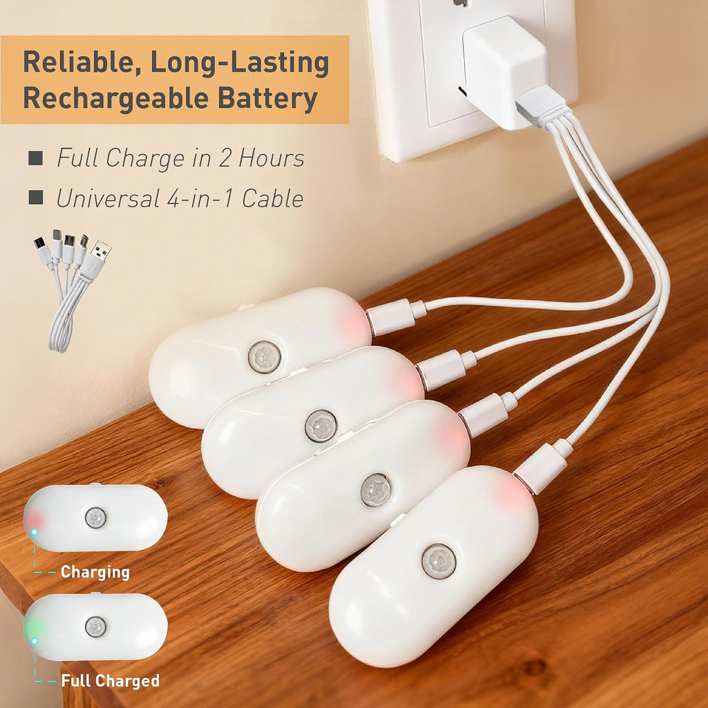 LIBERATECH Rechargeable Motion Sensor Night Light, 2-Color White & Warm Toilet Light with Auto/On Mode, Magnetic & Adhesive Installa…