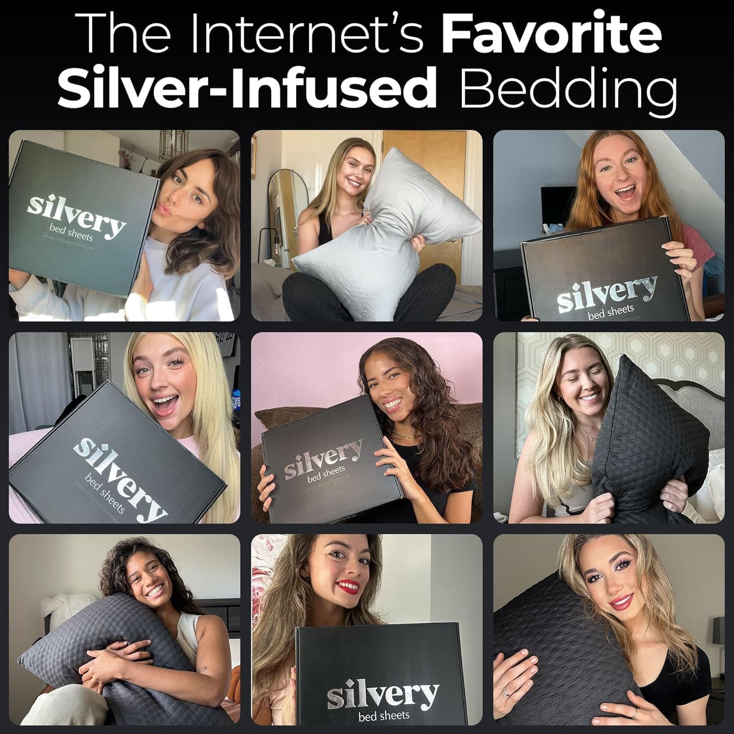 Silvery Silver Infused Pillowcase Set - 2 Pack Self-Cooling Pillowcases with Self-Cleaning Silvery TechnologyTM for Hygienic Sleep…