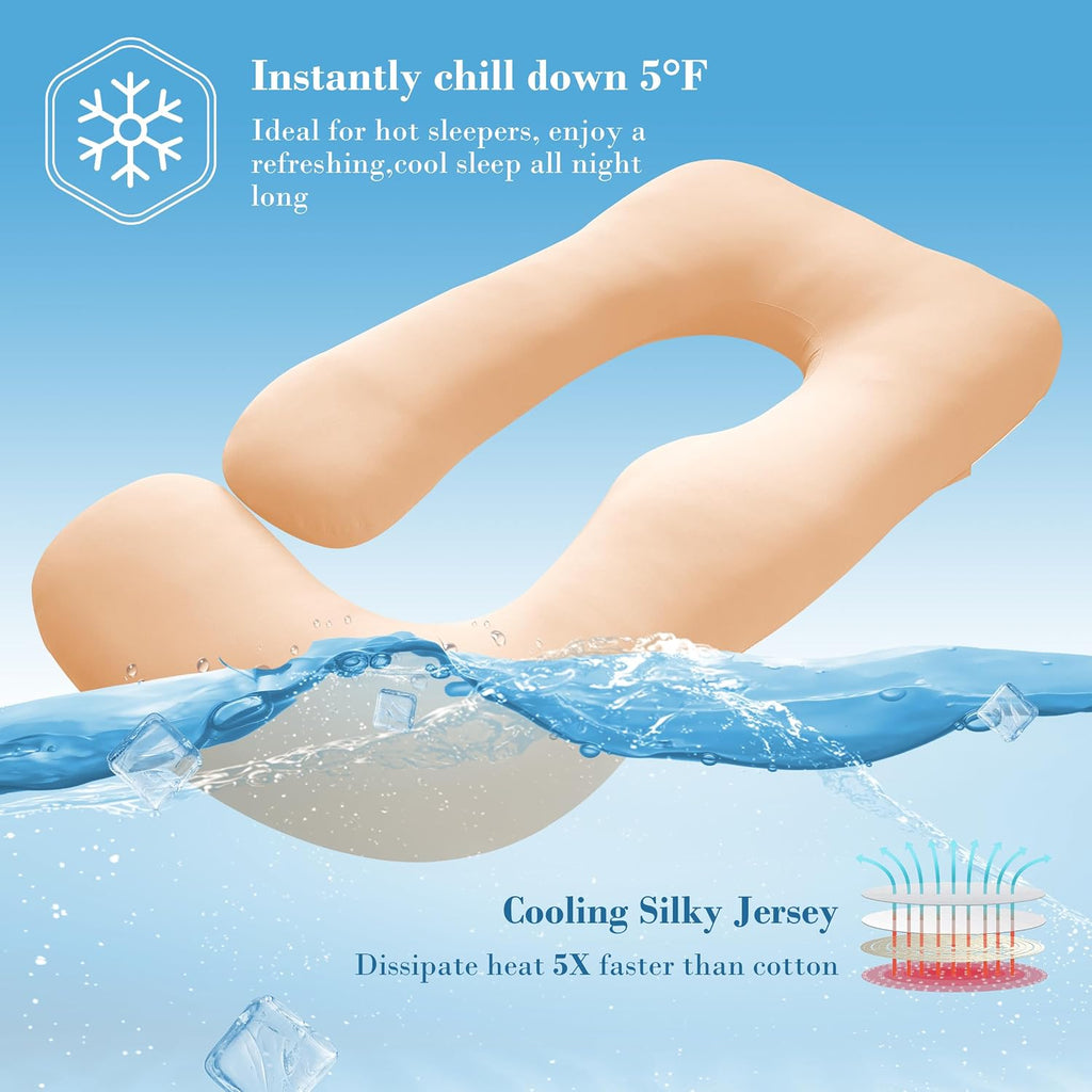 Cute Castle Cooling Cover Pregnancy Pillows, Soft U-Shape Maternity Pillow with Removable Cover - Full Body Pillows for Adults Sleeping…