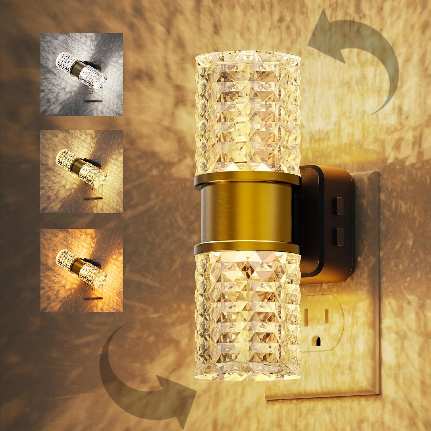 L LOHAS LED Night Light, Modern Night Lights Plug into Wall, Amber-3000K-5000K Adjustable Color Temperature Night-Light, Dimmable…