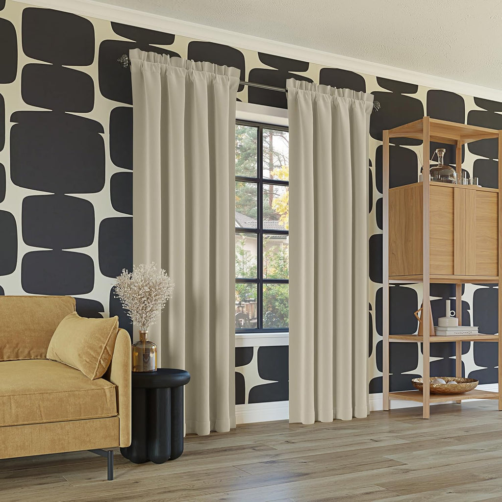 Sun Zero Oslo Theater Grade Extreme 100% Blackout Rod Pocket Curtain Panel, 52" x 84", Cream