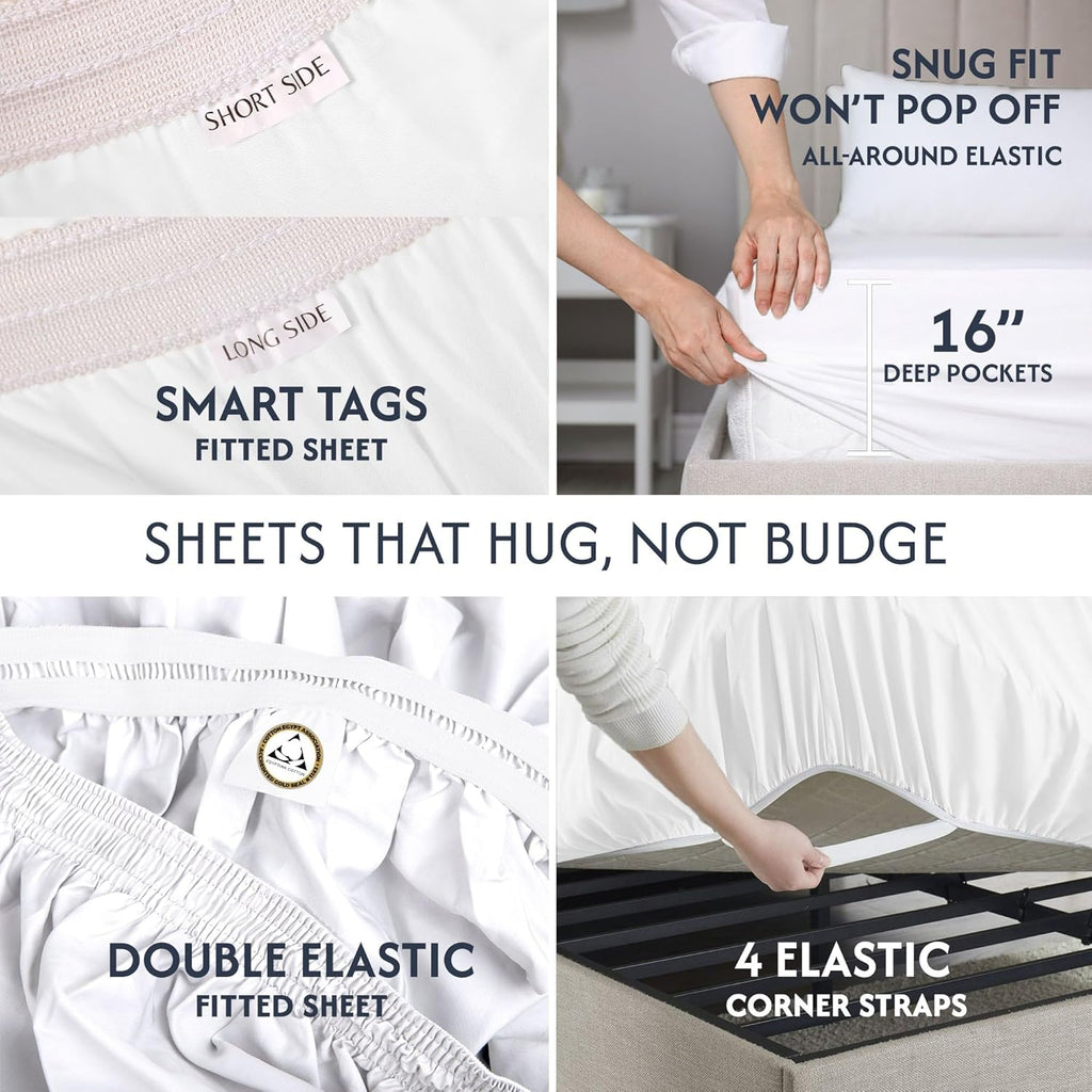 SweaveBedding 100% Egyptian Cotton Percale Sheets Split King Size - Genuine Luxurious 400 Thread Count - Naturally Crisp, Breathable, Skin-…