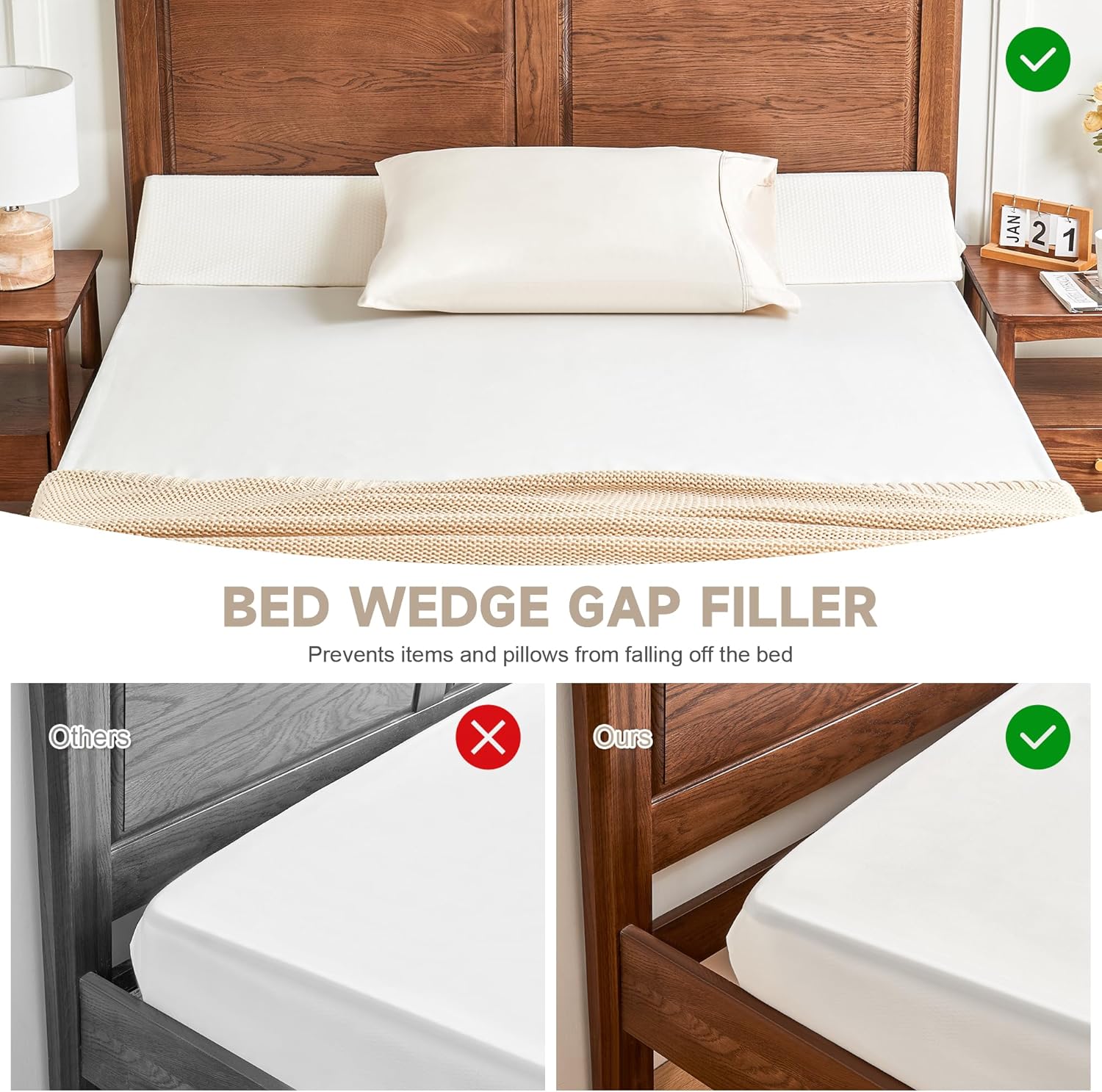 IFNOW King Size(76"x7.5"x10") Bed Wedge Pillow for Headboard, Mattress Gap Filler(0-8"), Bed Wedge for Gap Between Your Headboard and…