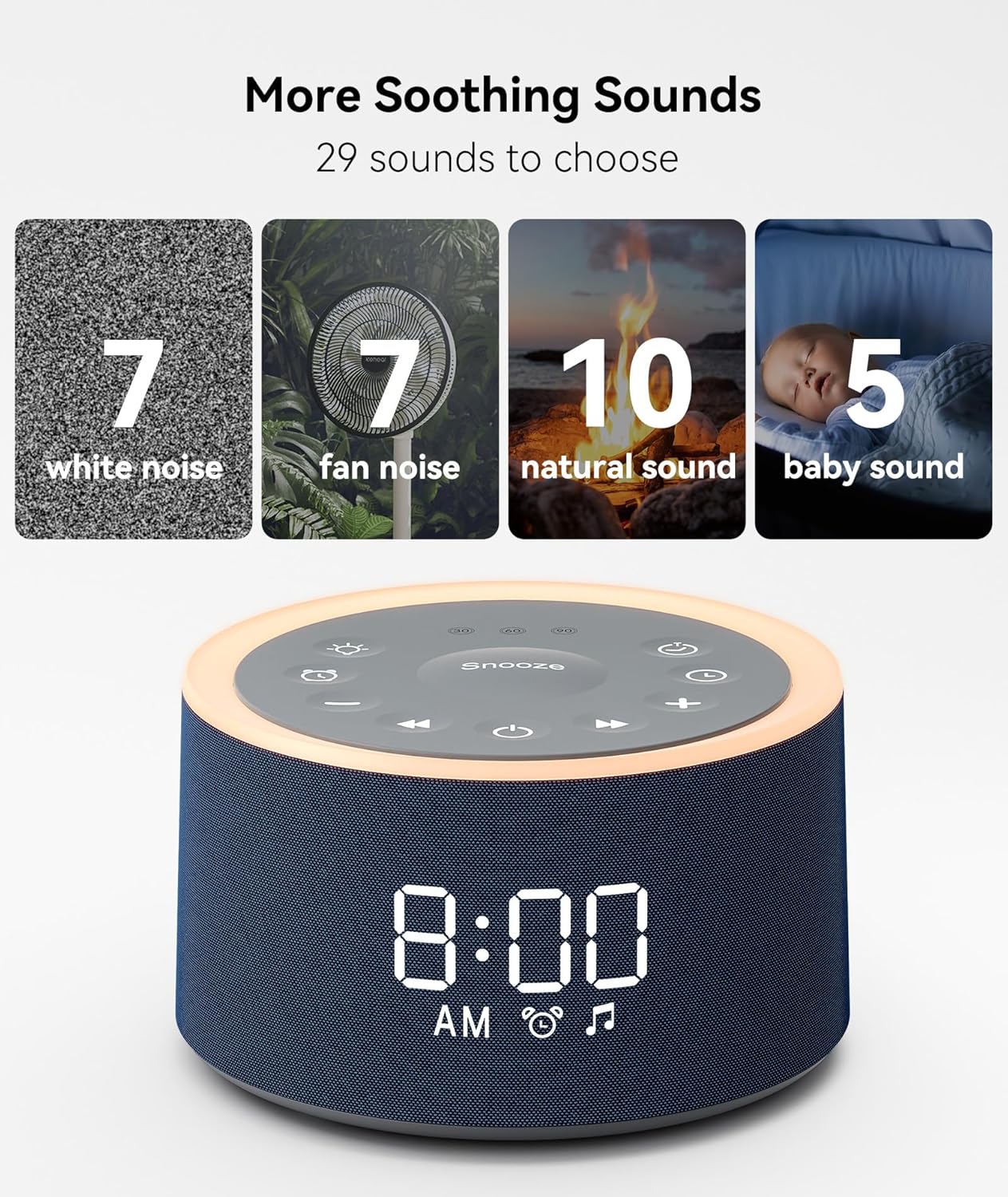 Dreamegg D1+ Sound Machine & Alarm Clock - Sound Machine for Sleep, White Noise Machine with 29 Soothing Sounds, Night Light, 0-100%…