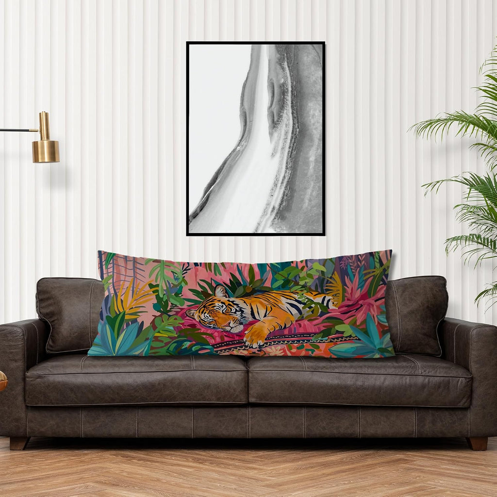 Maximalist Tiger Body Pillow Covers 20x54, Preppy Room Decor, Tropical Trendy Colorful Tiger Animal Long Body Pillow Case Cover with…