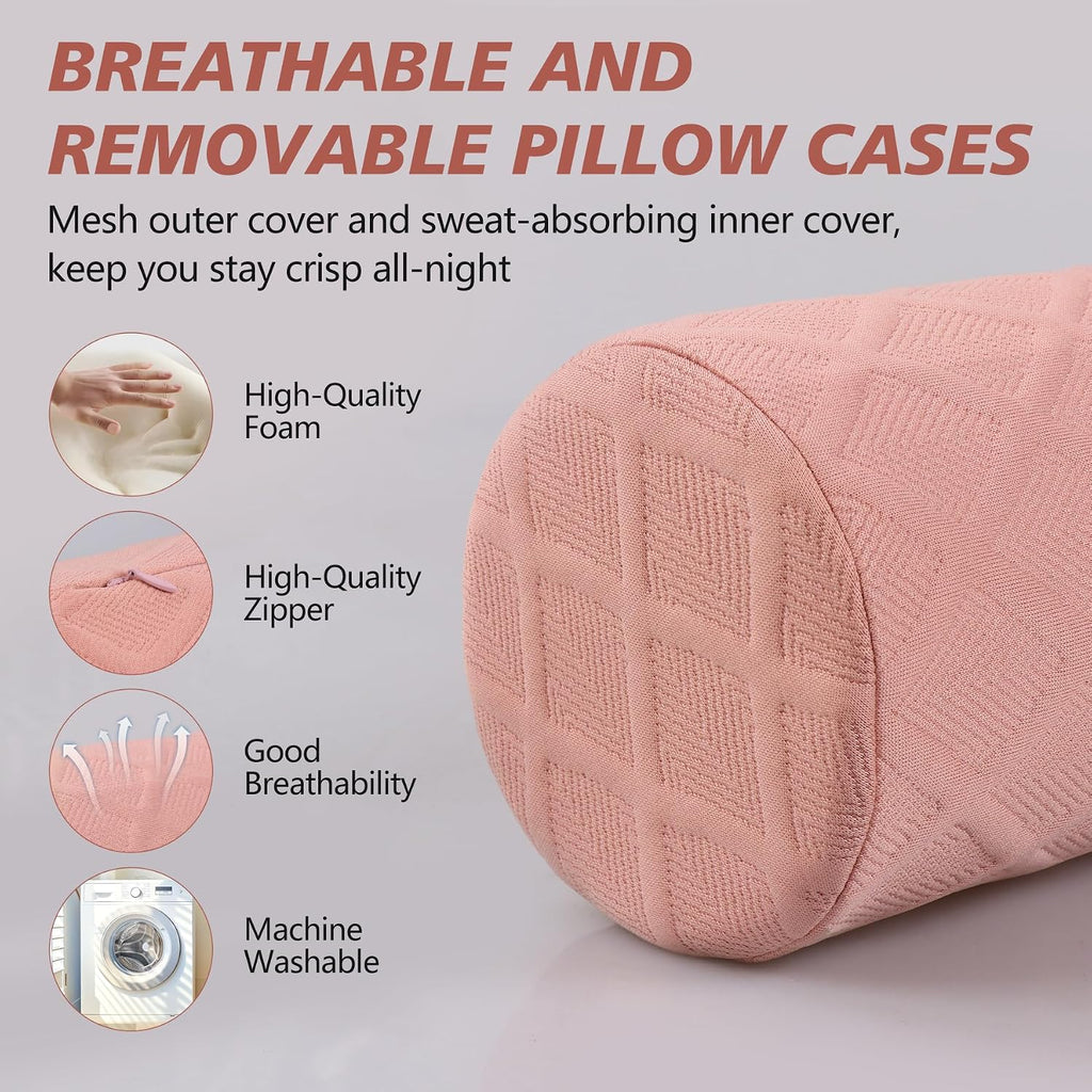 Cozyth Cervical Roll Pillow, Medium Soft Memory Foam Neck Round Pillow Cylinder Bolster Pillow for Sleeping, Round Neck Support for Bed…