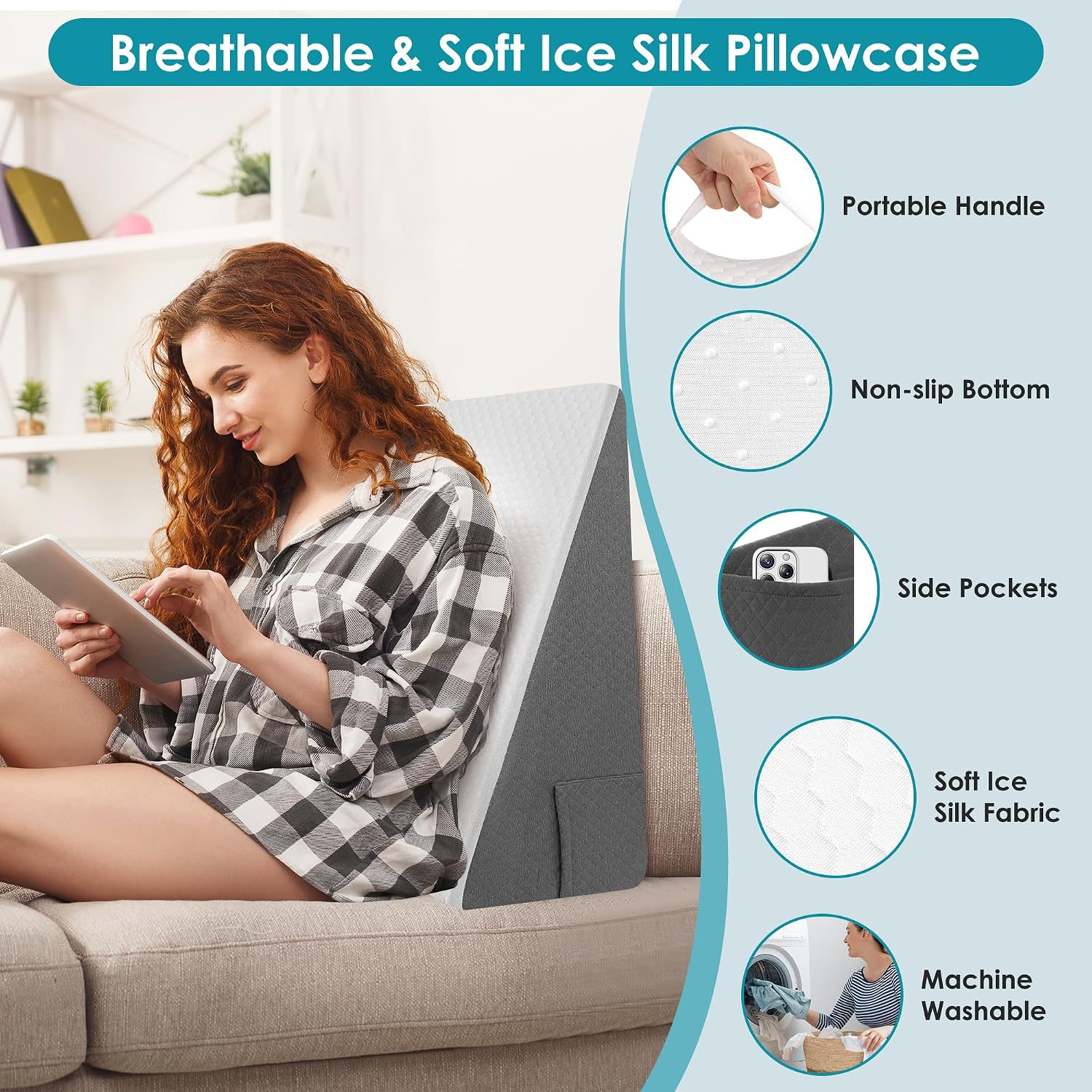 DiffPacky 12 inch Bed Wedge Pillow for Sleeping, Reading & Resting, Cooling Memory Foam Incline Pillow Wedge for Adults Seniors, Ide…