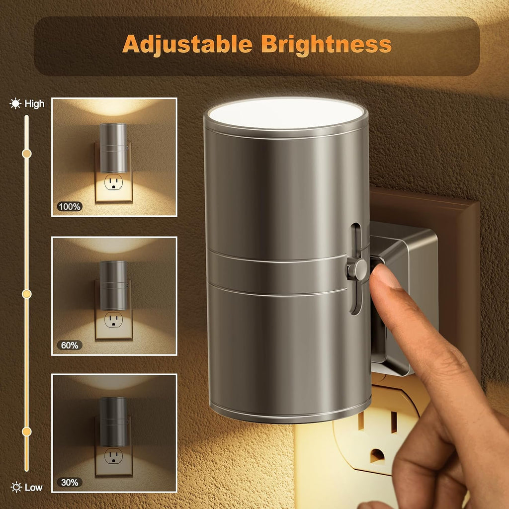 JandCase Night Light, LED Night Lights Plug into Wall, 2 Pack Automatic Nightlight with Light Sensor, 3000K Soft White 0-100LM Dimmable Mod…