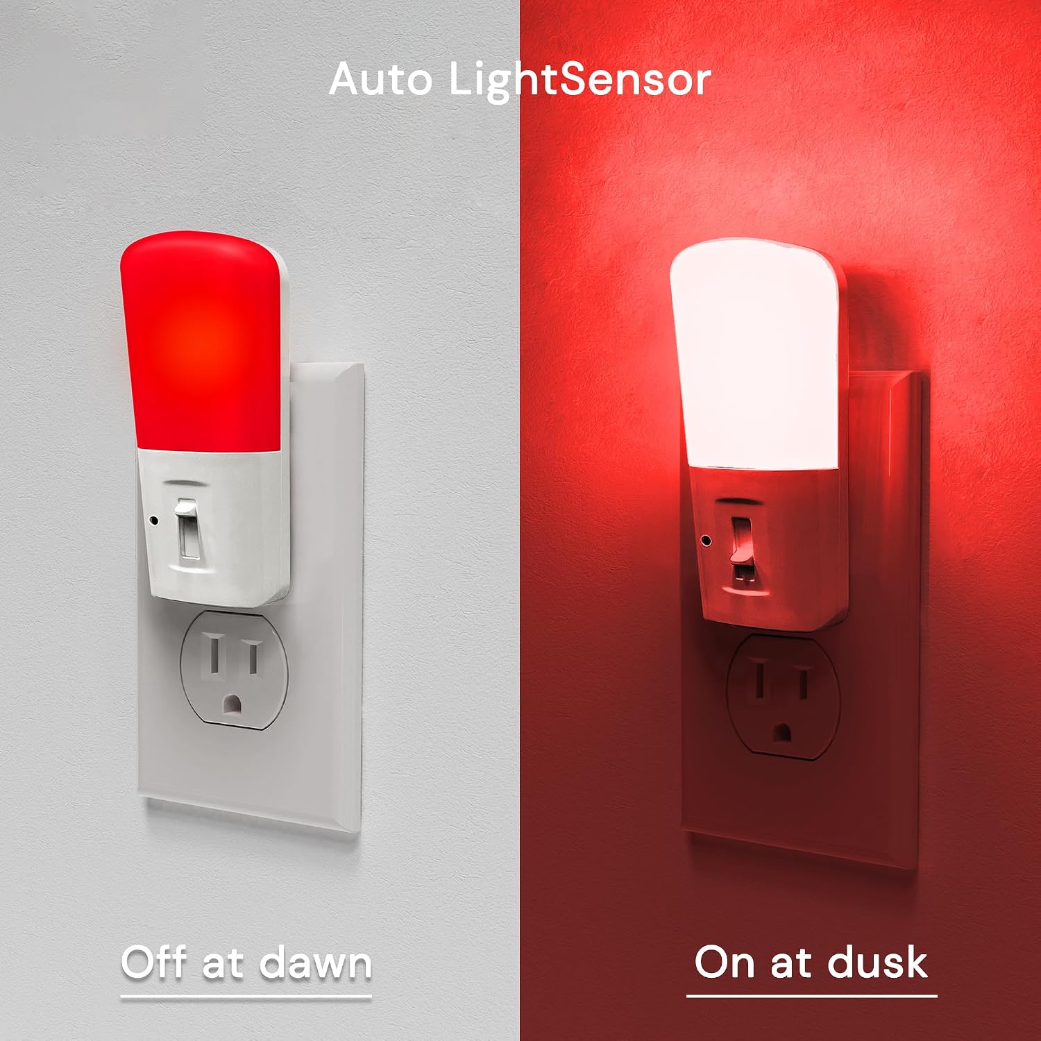 Llohasled LOHAS-LED Red Light Night Light Plug in, Dimmable LED Night Lights 2 Pack, Dusk to Dawn Sensor, Red, 0-80LM Adjustable…