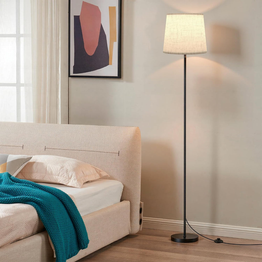 SIBRILLE Floor Lamp with Linen Shade - 62" Dimmable LED Standing Lamp with Remote Control, 9W E26 Bulb Included, 3000-6000K, Modern Floor…