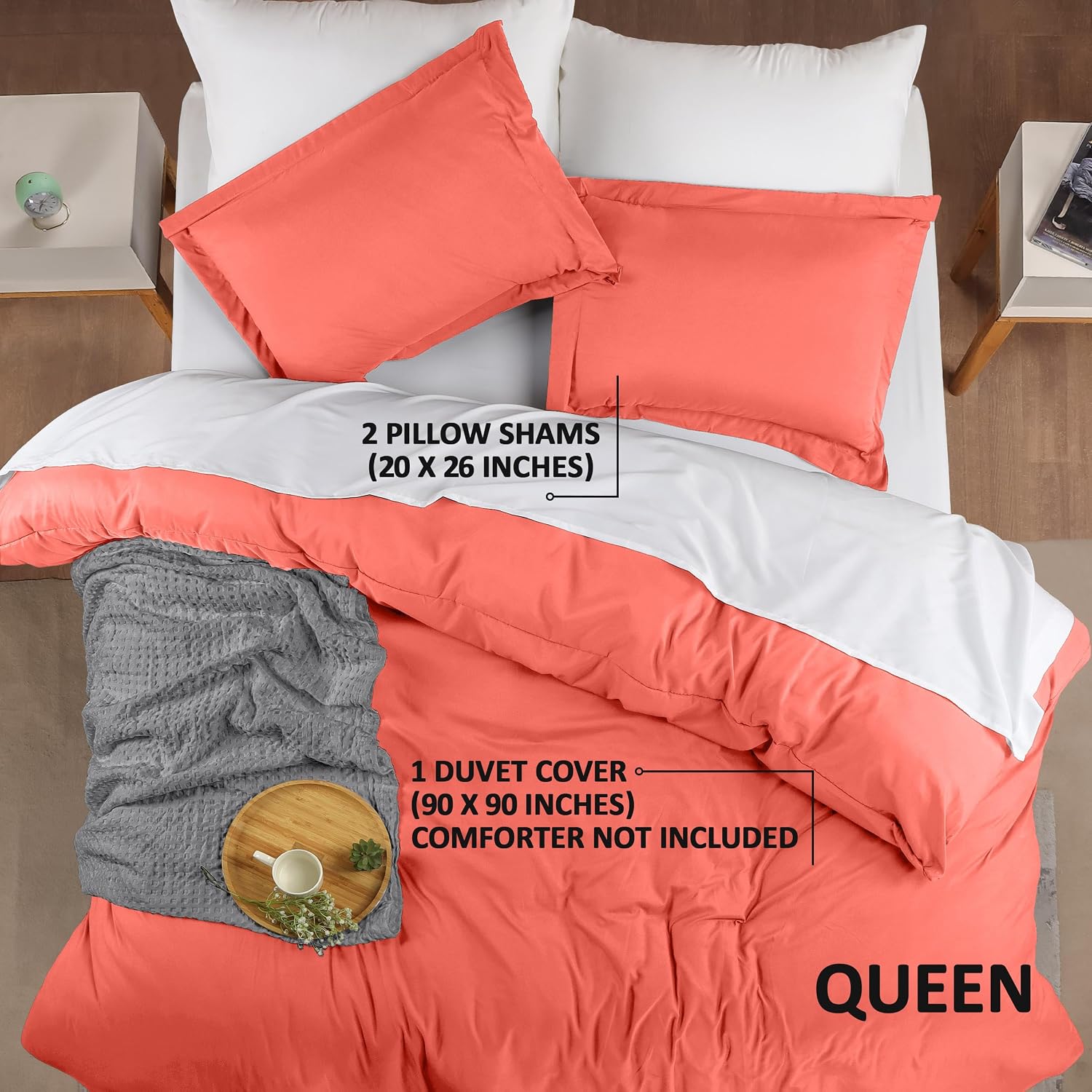 Utopia Bedding Duvet Cover Queen Size - 3 Piece with Zipper Closure - 1 Comforter Cover 90X90 Inches & 2 Pillow Shams 20X26 Inches…