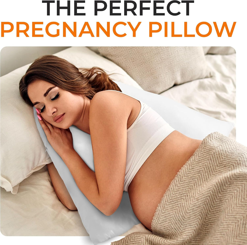 Cheer Collection Oversized V-Shaped Pillow, L-Shaped Pillow for Neck and Shoulder Support, Curved Body Pillow with Removable Pillowcase