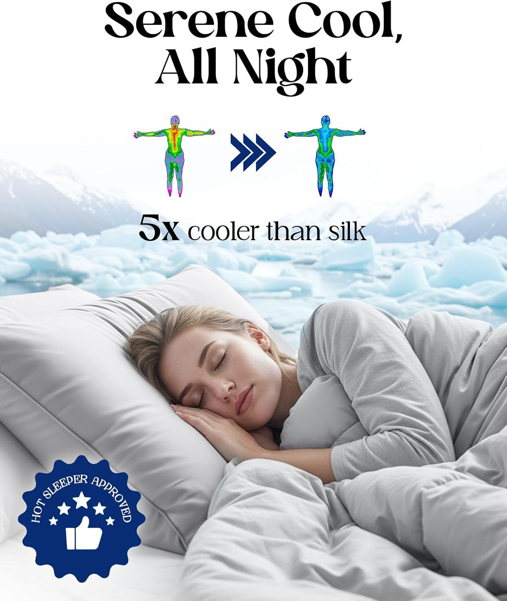 SLEEPHORIA Cooling Pillow Cases - BreezeWeave Queen Size Set of 2 Pillowcases for Hot Sleepers & Cool, Deep Rest - Cloud Soft, Silky…