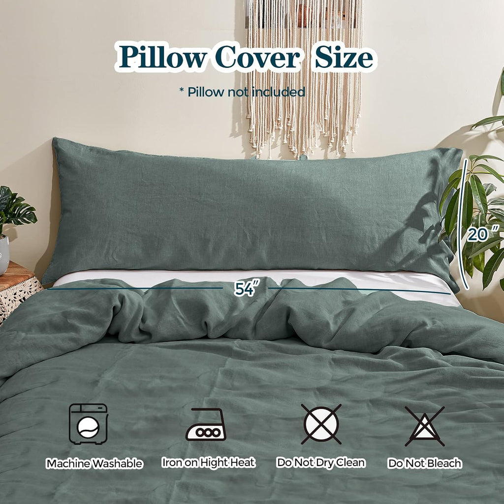 Simple&Opulence Body Pillow Cover 20" x 54",100% Pure Linen, Ultra Soft and Breathable, Body Pillowcase with Envelope Closur…